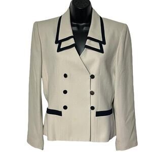 VINTAGE RETRO BLAZER JACKET 1980s 1990s DOUBLE BREASTED SIZE 8 BY KASPER ASL